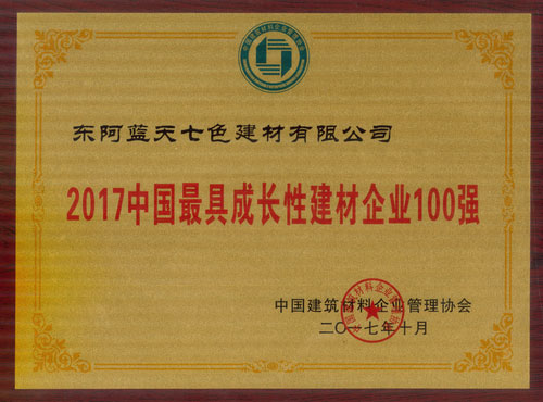 Top 100 Most Promising Building Materials Enterprises in China in 2017