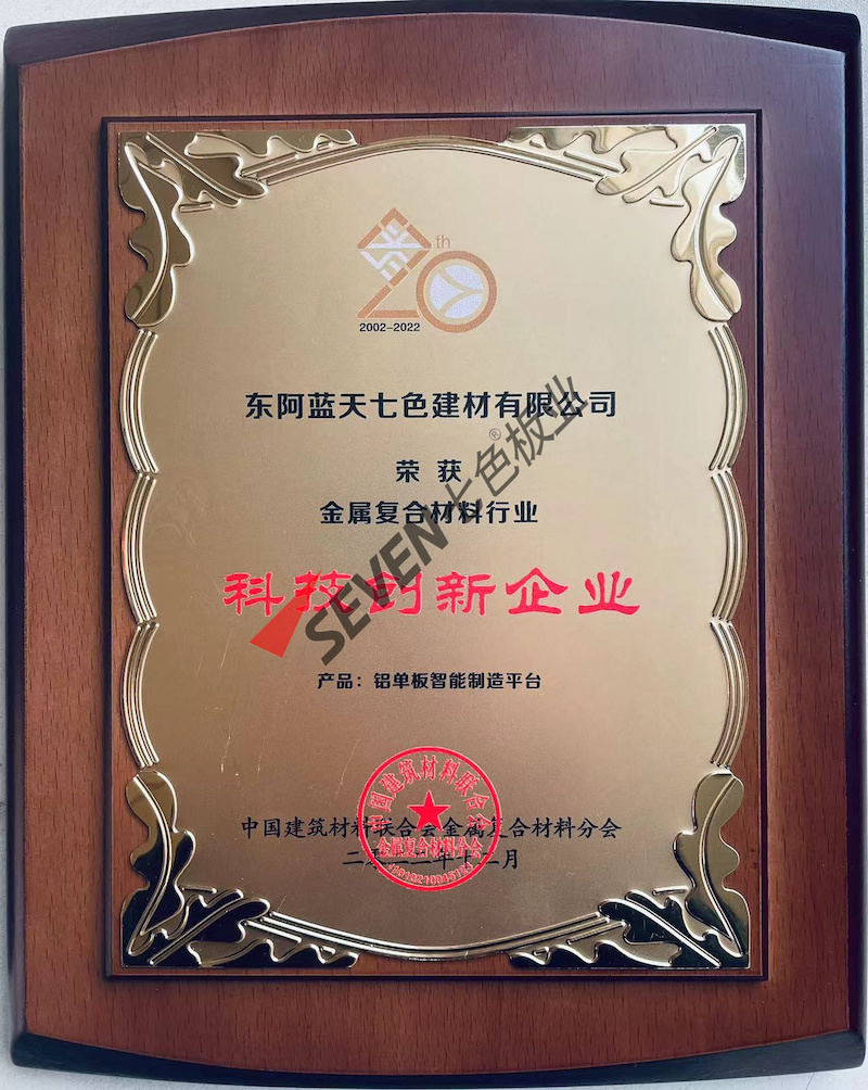 2022 Technology Innovation Enterprise in the Metal Composite Materials Industry (Aluminum Single Board Intelligent Manufacturing Platform)