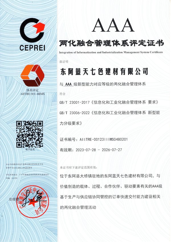 AAA Integrated Management System Assessment Certificate